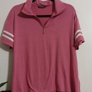 Pink woman's Shirt with White Stripes